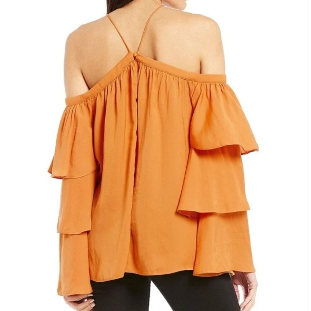 Gianni Bini Tiered Bell Sleeve Top Women XS Merigold Boho Festival‎ Hippie